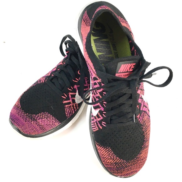 Nike Shoes - Nike Free 4.0 Flyknit Sneakers Pink and Black 8